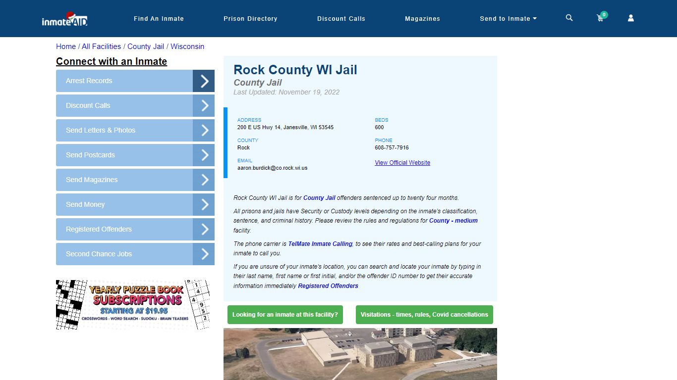 Rock County WI Jail - Inmate Locator - Janesville, WI